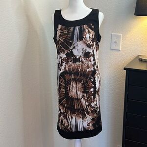 Sleeveless Tie Dye-Look Sheath Midi Dress - Size 10